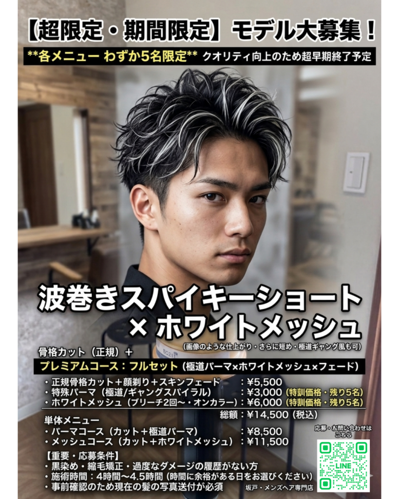 パーマとホワイトメッシュモデルの画像